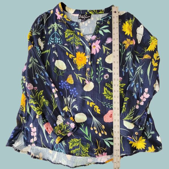 Long Sleeve Navy Blue "Teresa Prairie Posy" Tunic Size XL by Lesley Evers, NWT - Picture 6 of 6